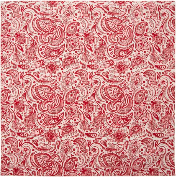 English Paisley - Red on Cream Bandana - 22x22 Inch