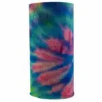 a colorful tie dye pattern headband on a white background