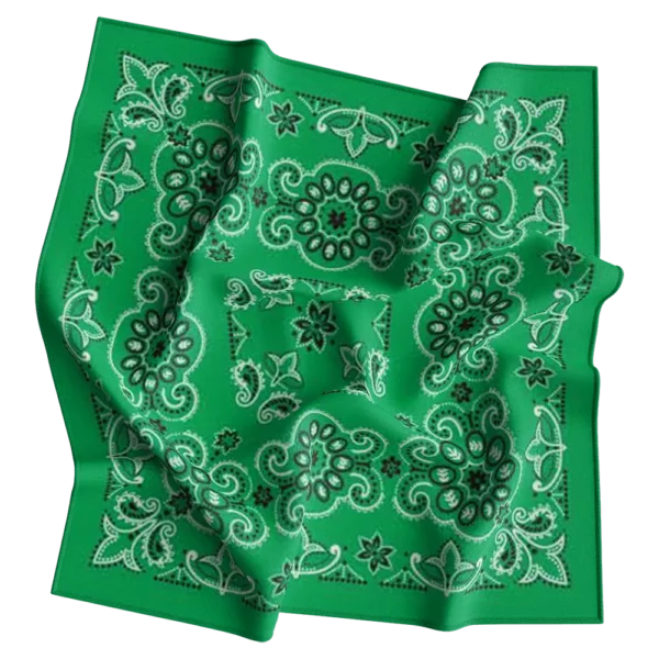 12 pieces CM Texas Paisley Bandanas Imported 100% Cotton, 27" x 27", Kelly Green