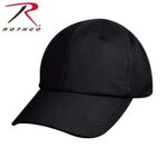 A black cap with a smooth front panel and mesh sides sits at an angle showcasing its rounded shape and stitching details against a plain light background. ROTHCO is visible in the top left corner.