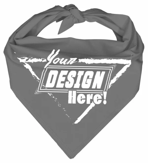 Custom Triangle Bandanas 100% Cotton - Screen Printing - 14”x20”x14”, Grey