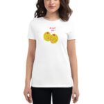 A person wearing a white t-shirt features a playful graphic of two smiling olives with the text OLIVE YOU above them  standing against a neutral background.