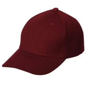 Burgundy / Wine Wool Look Baseball Hat with Adjustable Velcro Back - 12 pieces