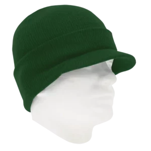 Hunter Green Ski Hat with Visor - 12 pieces