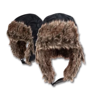 Trapper Hat - Faux Fur - Heavy Duty Nylon - Waterproof - Imported - Black, 72pcs - Case