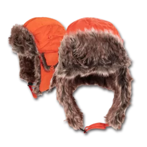 Trapper Hat - Faux Fur - Heavy Duty Nylon - Waterproof - Imported - Orange, 72pcs - Case