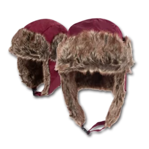 Trapper Hat - Faux Fur - Heavy Duty Nylon - Waterproof - Imported - Burgundy / Wine, 72pcs - Case