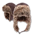 Trapper Hat - Faux Fur - Heavy Duty Nylon - Waterproof - Imported - Dark Brown, 72pcs - Case