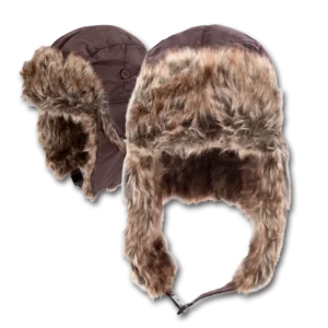Trapper Hat - Faux Fur - Heavy Duty Nylon - Waterproof - Imported - Dark Brown, 72pcs - Case