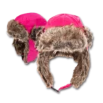 Trapper Hat - Faux Fur - Heavy Duty Nylon - Waterproof - Imported - Hot Pink, 72pcs - Case