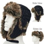 Trapper Hat Patterns - Faux Fur - Wool Blend - Black Pinstripe, 72pcs - Case