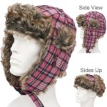 Trapper Hat Patterns - Faux Fur - Wool Blend - Womens Pink Plaid, 72pcs - Case