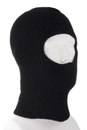 Black Value Knit One Hole Facemask - Made in USA - 144pcs - Case