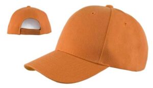 Orange Wool Look Baseball Hat with Adjustable Velcro Back - 1 piece