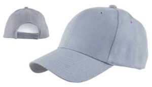 Light Grey Wool Look Baseball Hat with Adjustable Velcro Back - 12 pieces