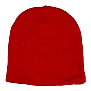 Solid Color Beanie Winter Hat - Red, 12 pieces