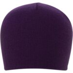 Solid Color Beanie Winter Hat - Purple / Grape, 12 pieces