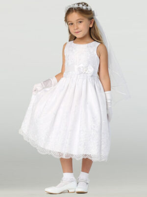 SP110 White First Communion Dress Embroidered organza