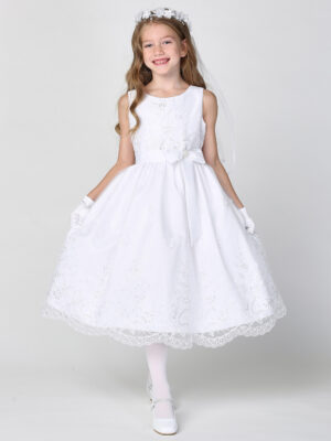 SP188 White First Communion Dress Embroidered tulle with sequins