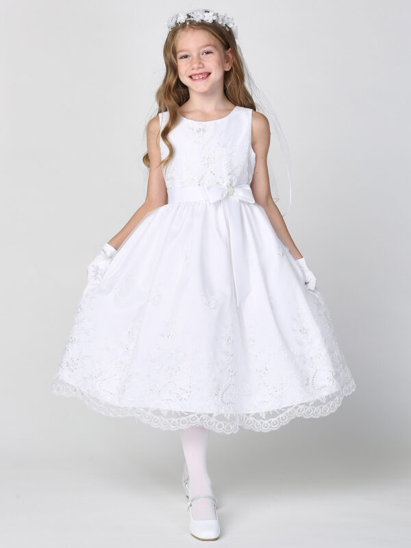 SP188 White First Communion Dress Embroidered tulle with sequins