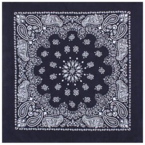 Khaki Western Paisley Bandana – Extra-Large 27” X 27" - Navy Blue