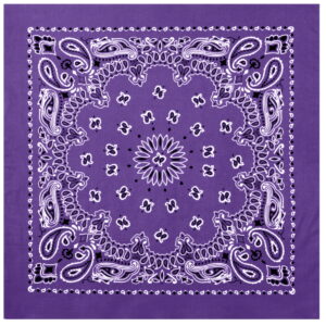 Khaki Western Paisley Bandana – Extra-Large 27” X 27" - Purple