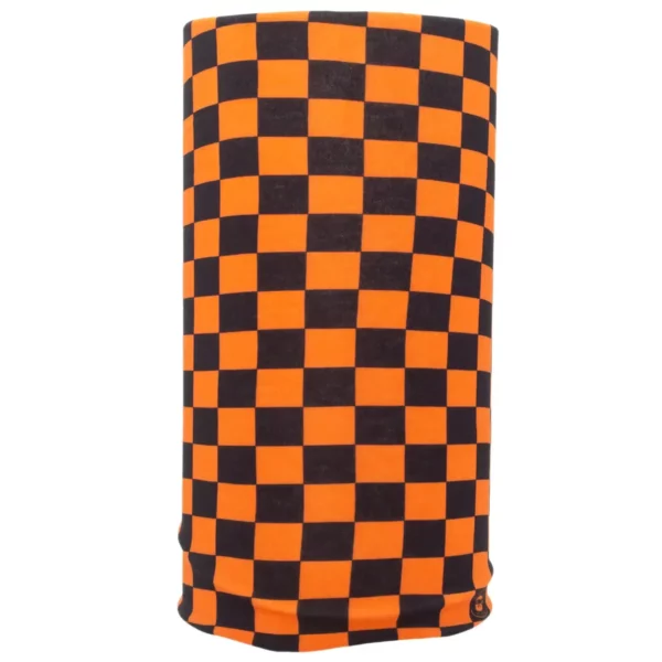 Checkered Neck Gaiter - 12 pieces, Black and Orange