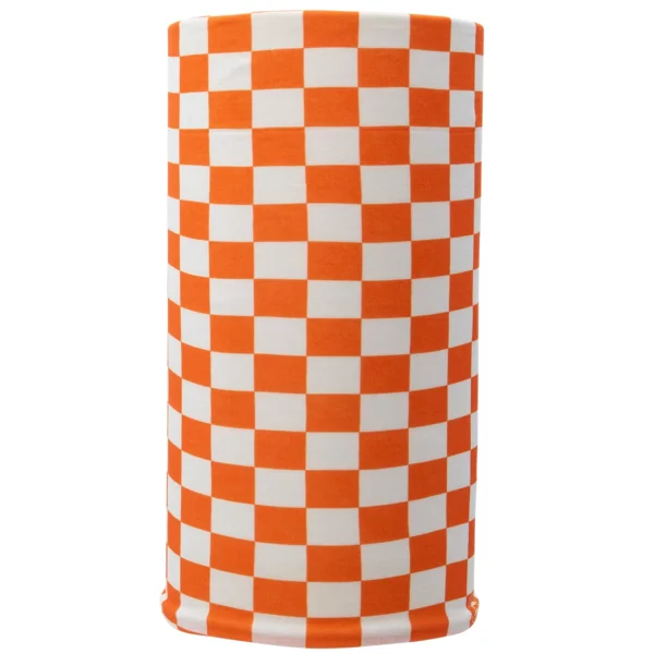 Checkered Tube Headband - 1 piece, White and Orange