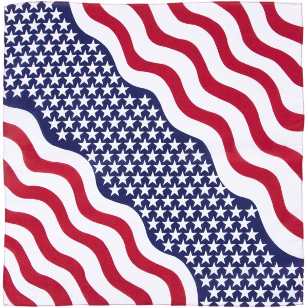 Waving US Flag Bandana - 22x22 Inch - 12 pieces