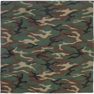 Woodland Camo Bandana - 27 x 27, 1 piece