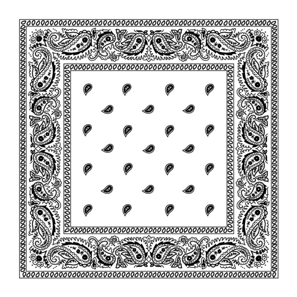 Classic Paisley Bandana Imported, 14X14, 12 Pieces, White