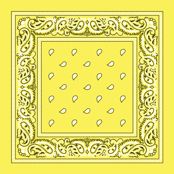 Classic Paisley Bandana Imported, 14X14, 12 Pieces, Light Yellow