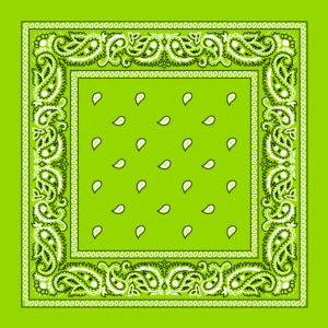 Classic Paisley Bandana Imported, 14X14, 1 Piece, Lime Green