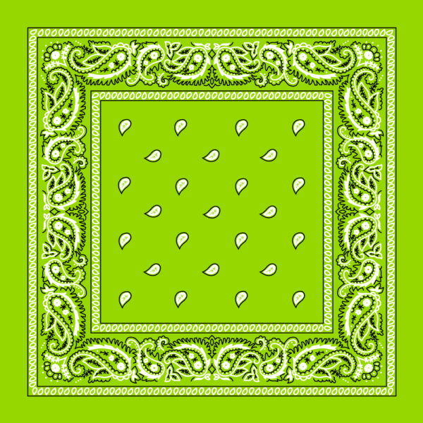 Classic Paisley Bandana Imported, 14X14, 1 Piece, Lime Green