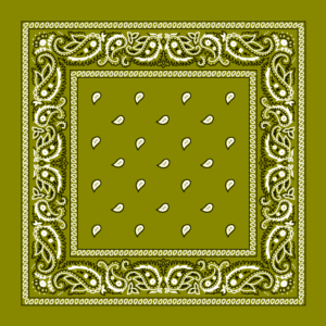 Classic Paisley Bandana Imported, 14X14, 600Pcs/Case, Olive Green