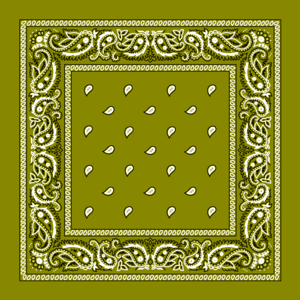 Classic Paisley Bandana Imported, 14X14, 600Pcs/Case, Olive Green