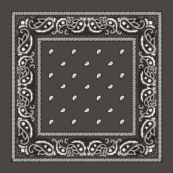Classic Paisley Bandana Imported, 14X14, 1 Piece, Dark Grey