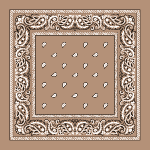 Classic Paisley Bandana Imported, 14X14, 12 Pieces, Khaki