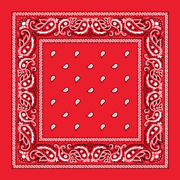 Classic Paisley Bandana Imported, 14X14, 1 Piece, Hot Orange