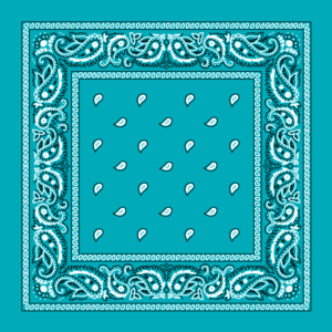 Classic Paisley Bandana Imported, 14X14, 12 Pieces, Turquoise