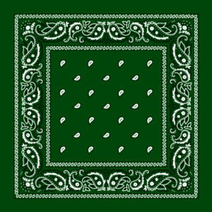 Classic Paisley Bandana Imported, 14X14, 1 Piece, Hunter Green