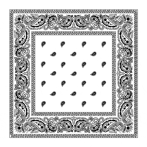Classic Paisley Bandana Imported, 18X18, 600Pcs/Case, White