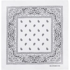 Classic Paisley Bandana Imported, 22X22, 12 Pieces, White