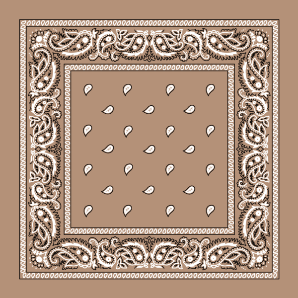 Classic Paisley Bandana Imported, 27X27, 1 Piece, Khaki