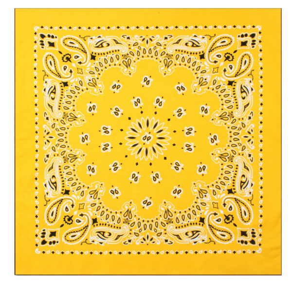Khaki Western Paisley Bandana – Extra-Large 27” X 27" - Yellow