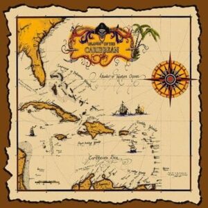 Caribbean Map Bandana - 22x22 Inch - 1 piece