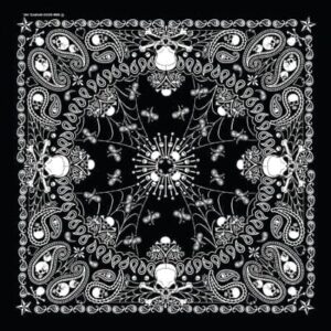 Good Sports Skeletal Paisley Black Bandana - USA - 22x22 Inch - 1 piece