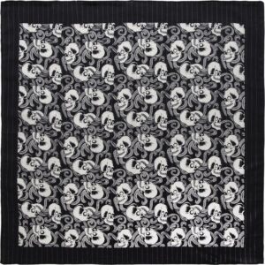 Skulls Lurex Paisley - Black Metallic Bandana - 22x22 Inch - 1 piece
