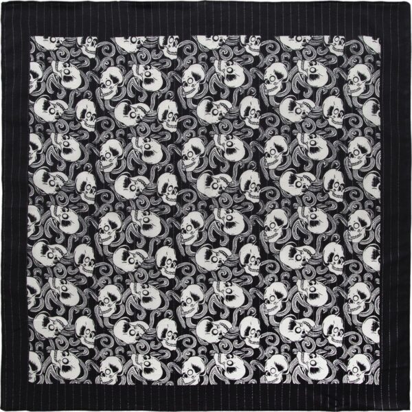 Skulls Lurex Paisley - Black Metallic Bandana - 22x22 Inch - 1 piece