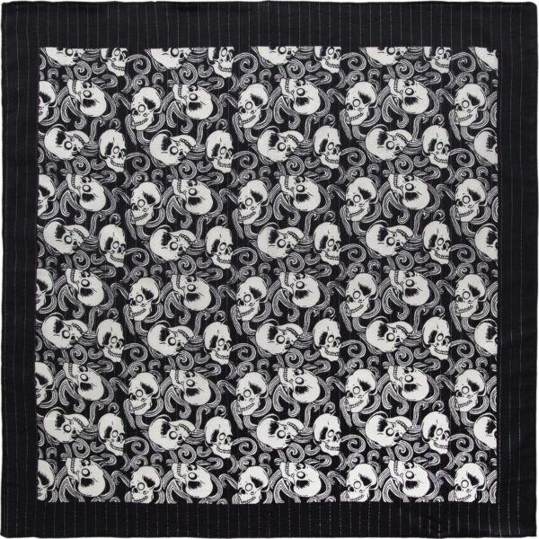 Skulls Lurex Paisley - Black Metallic Bandana - 22x22 Inch - 12 pieces